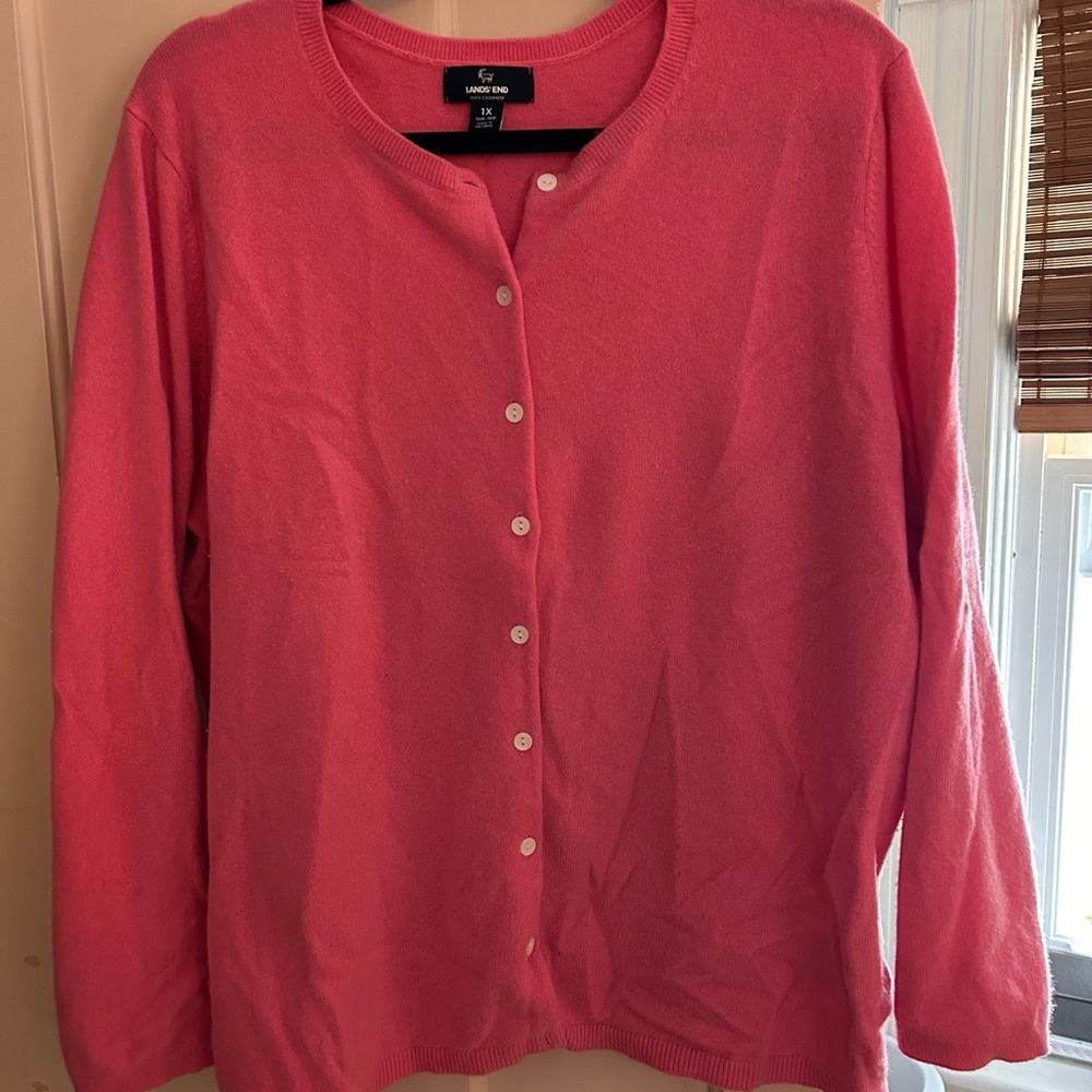 Lands' End EUC Pink Women's Cashmere Cardigan Sweater